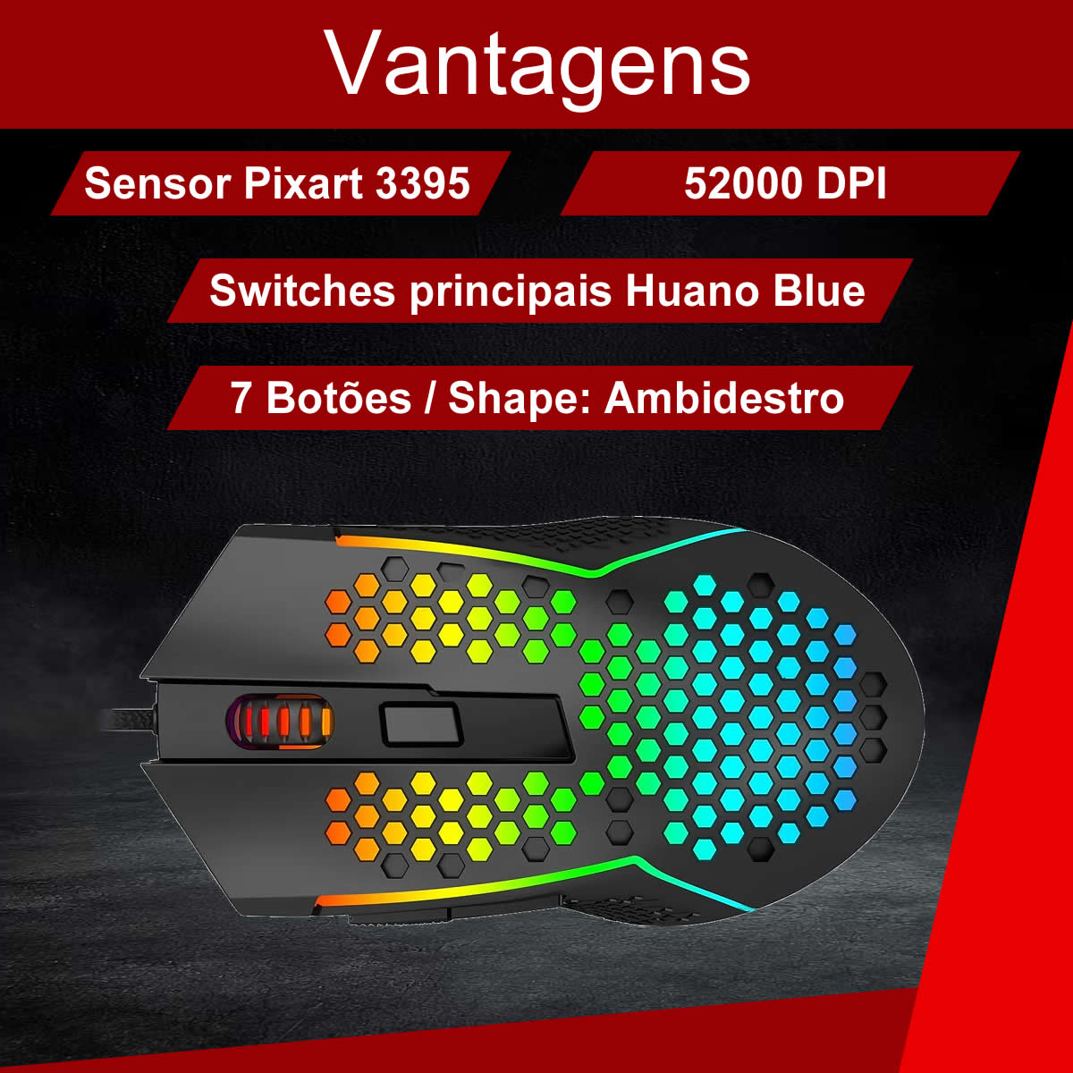 Mouse Gamer RBG Redragon Reaping plus 52000 DPI M987P-K