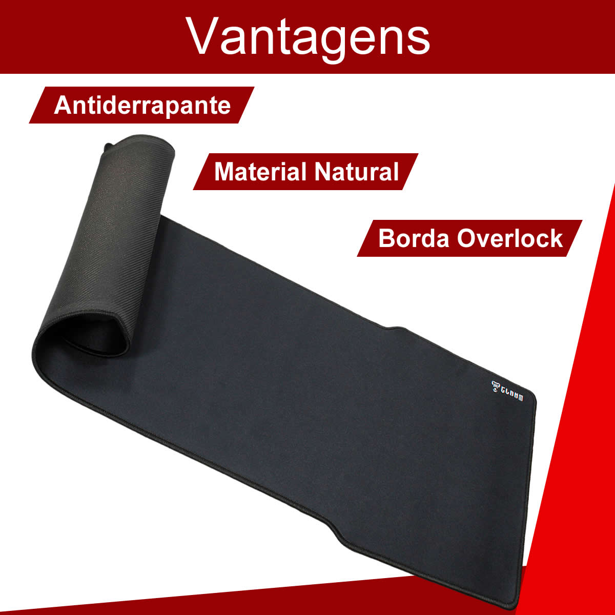 Mousepad Gamer King 90x30cm Antiderrapante Resistente a Água Borda Overlock