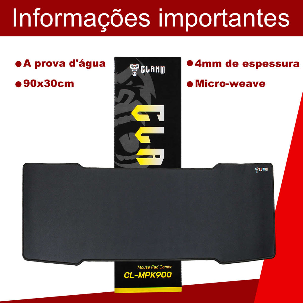 Mousepad Gamer King 90x30cm Antiderrapante Resistente a Água Borda Overlock