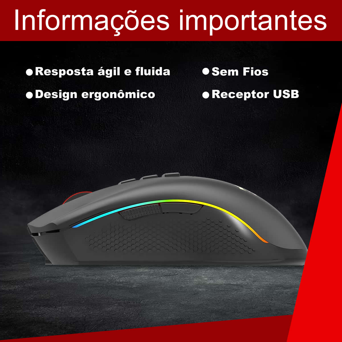 Mouse Gamer RBG Redragon Cobra Pro 16.000 DPI Preto M711-PRO