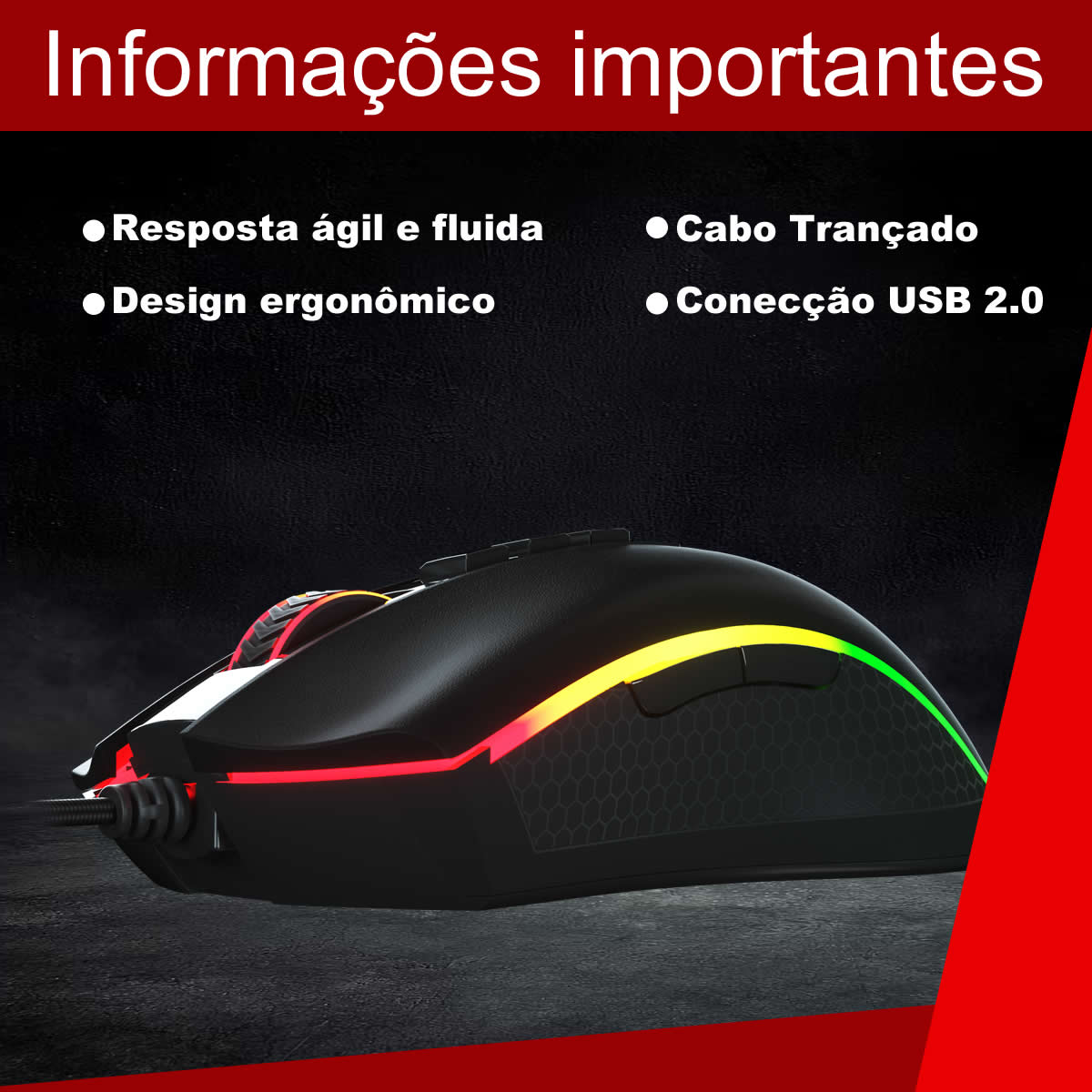 Mouse Gamer RGB Redragon King Cobra 2 V2 24.000 DPI Preto M711-FPS-1
