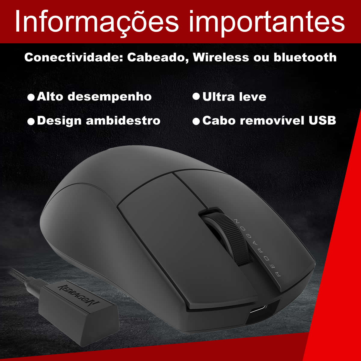 Mouse Gamer Sem Fio Redragon King Pro 4k 26.000 DPI Preto M916-PRO-4K