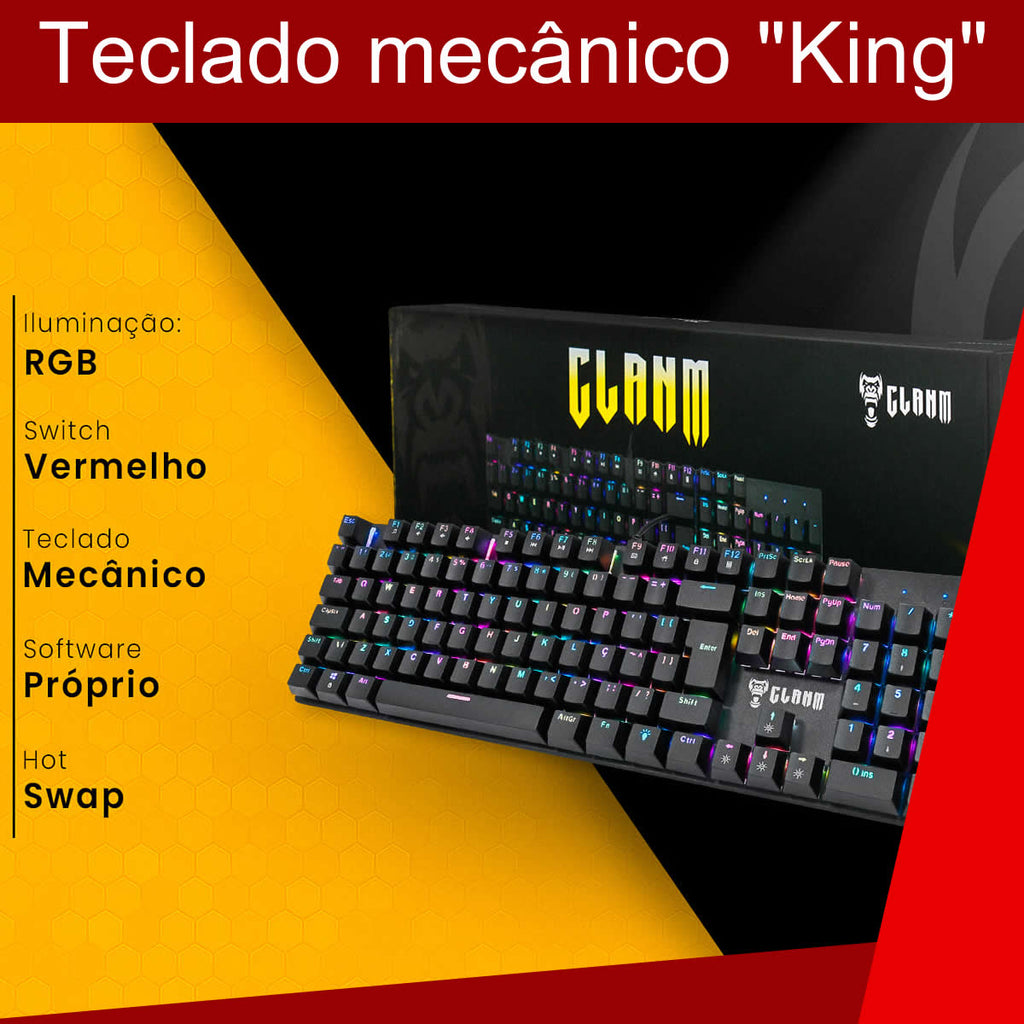 Kit Gamer Profissional Teclado Mecânico Full Size Mouse 10.000 DPI Headset Surround 7.1 Mousepad 90x30cm