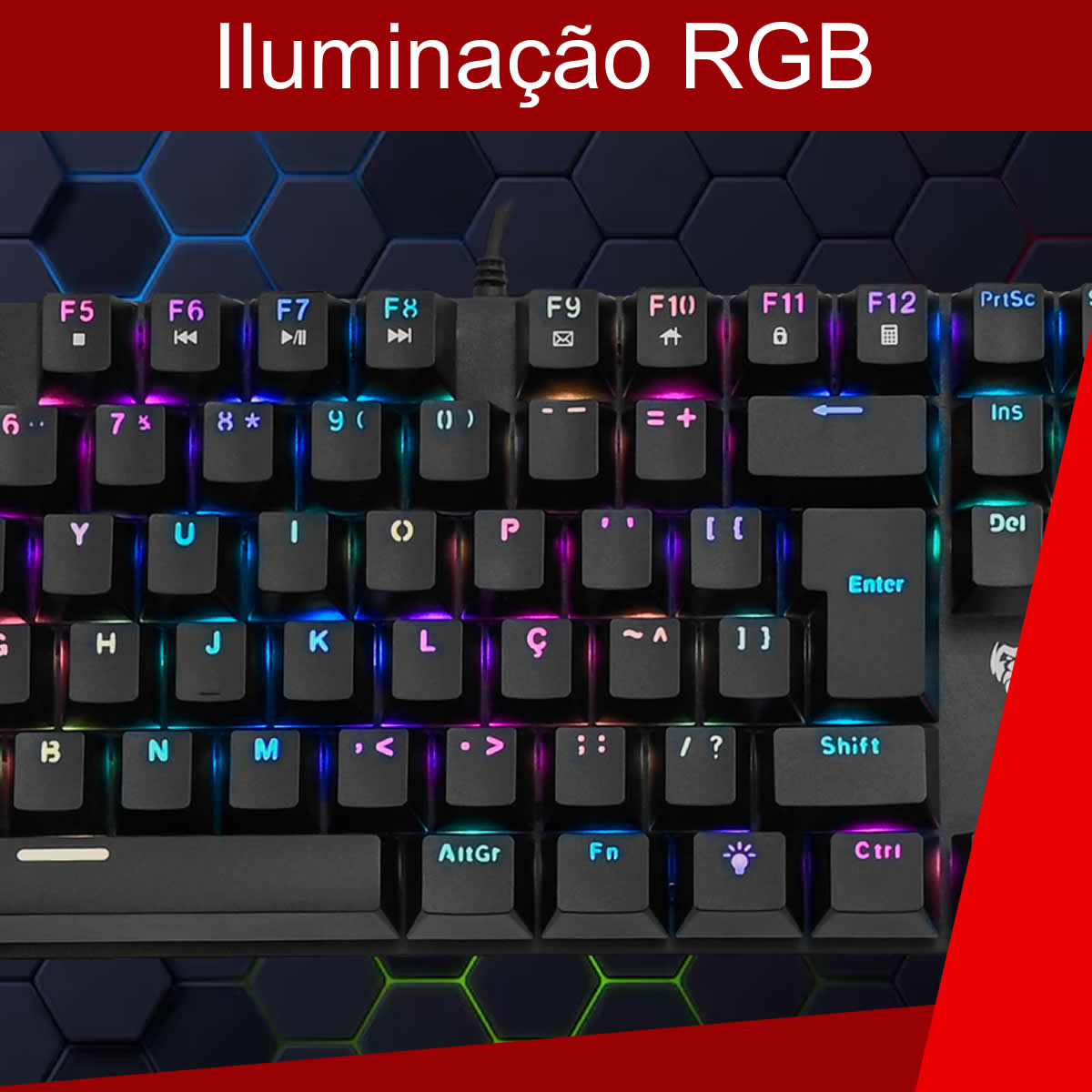 Teclado Gamer Mecânico RGB Full Size Profissional King Switch Red Anti-ghosting