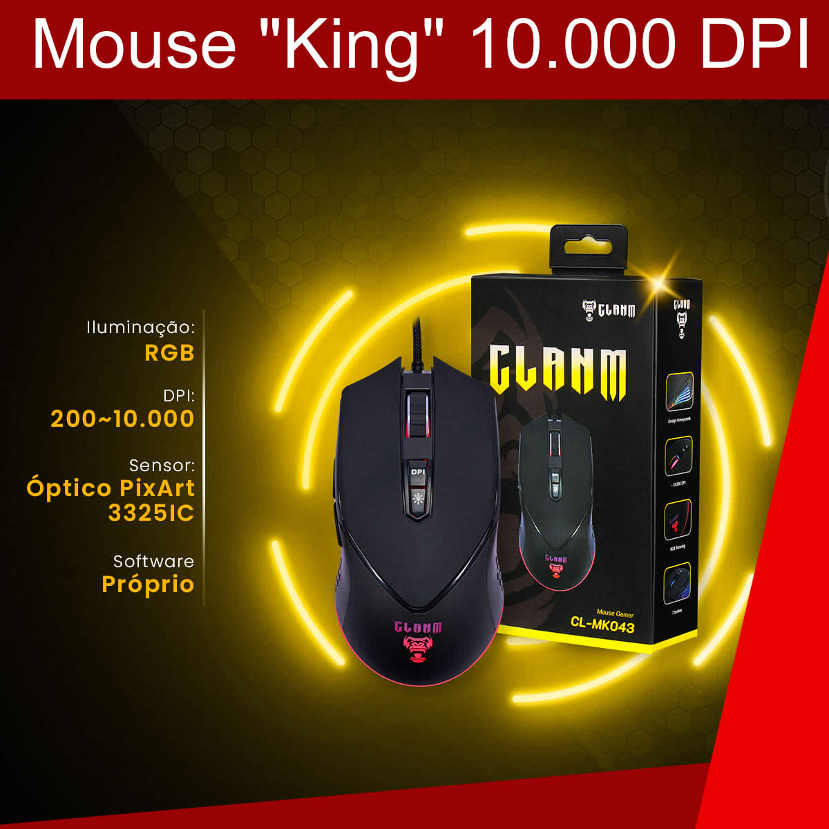 Kit Gamer Profissional Teclado Mecânico Full Size Mouse 10.000 DPI Headset Surround 7.1 Mousepad 90x30cm