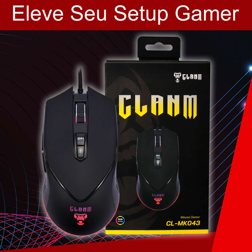 Mouse Gamer Profissional King USB 10.000 DPI com 7 Botões  e Iluminação RGB