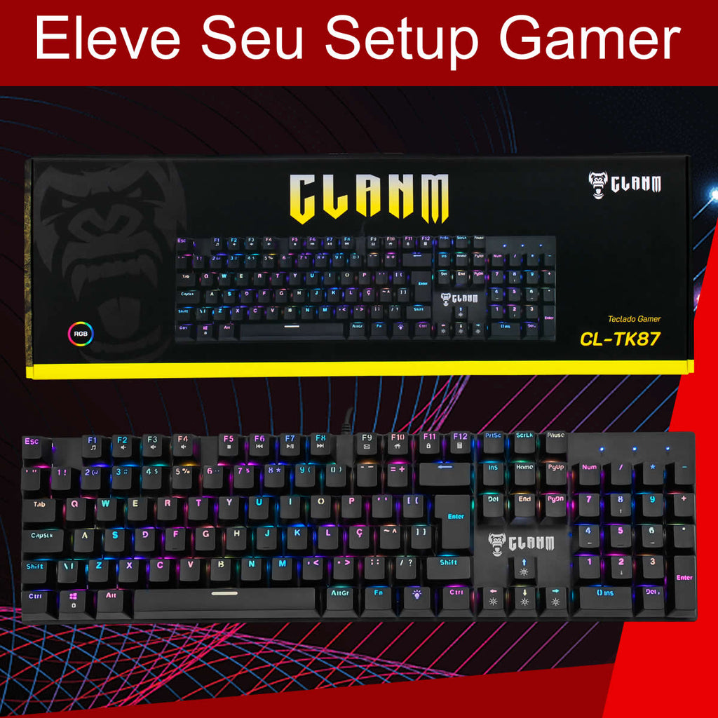 Teclado Gamer Mecânico RGB Full Size Profissional King Switch Red Anti-ghosting