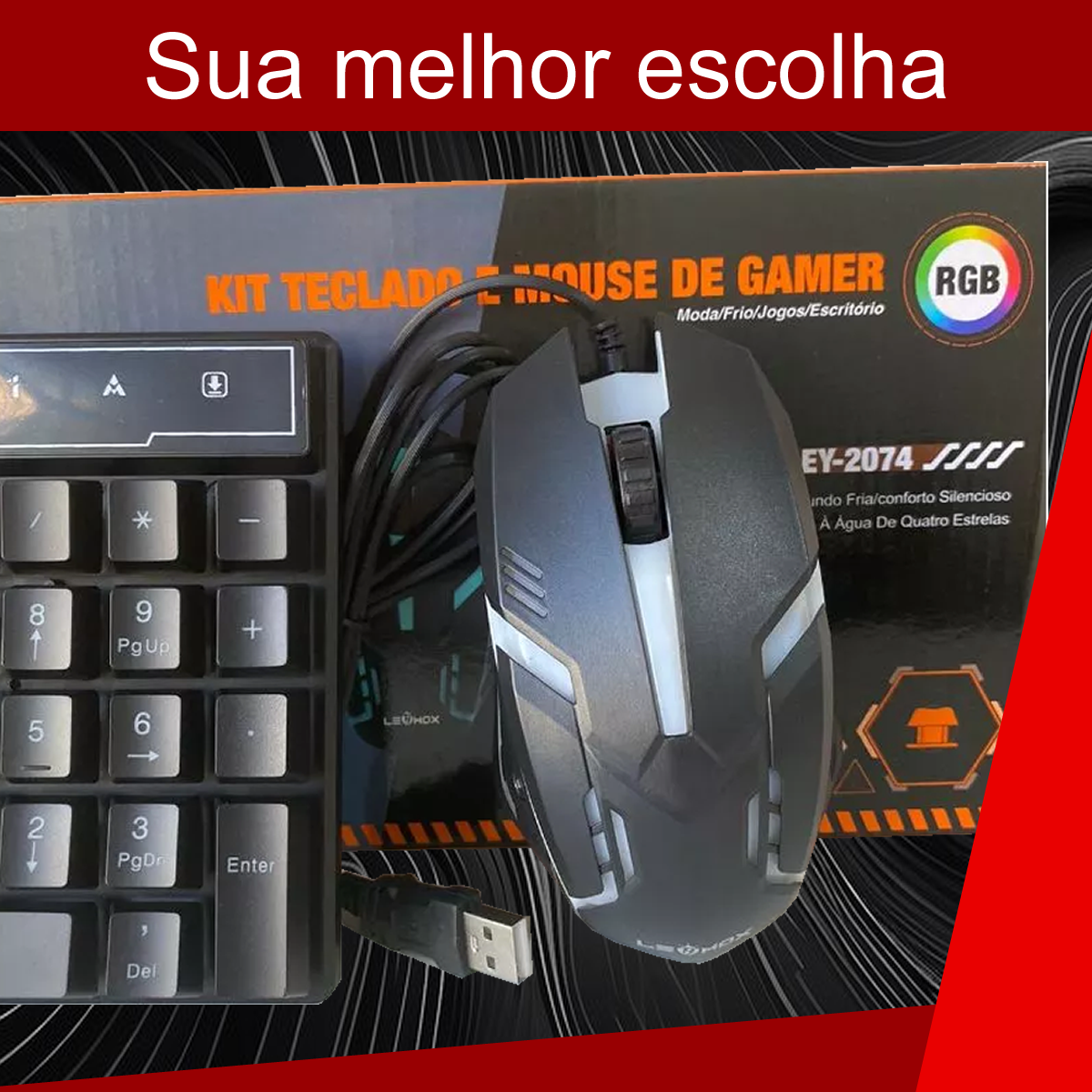 Kit Teclado E Mouse Gamer Iluminação Rgb Com Fio Usb Semi Mecânico Confortável e Design Moderno