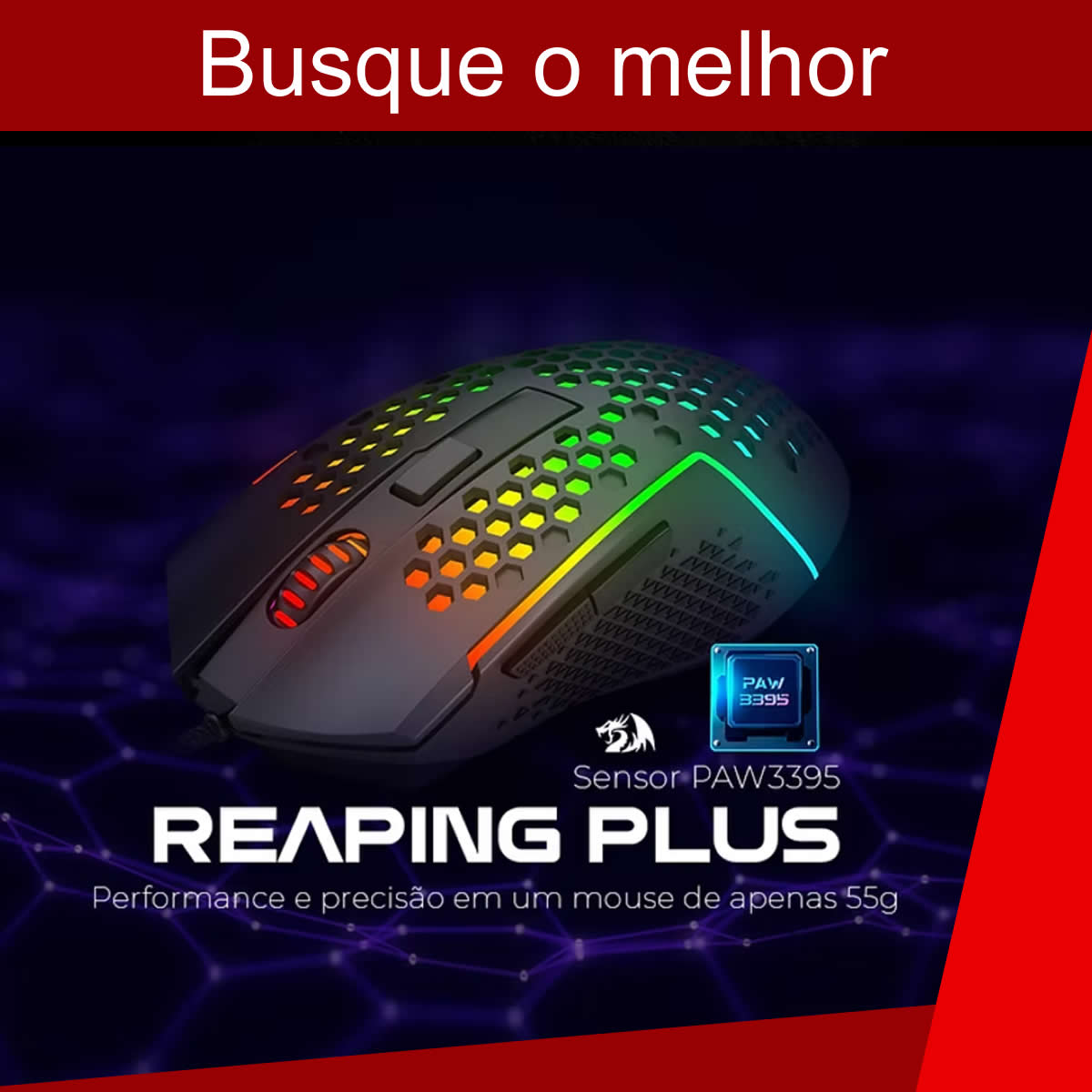 Mouse Gamer RBG Redragon Reaping plus 52000 DPI M987P-K