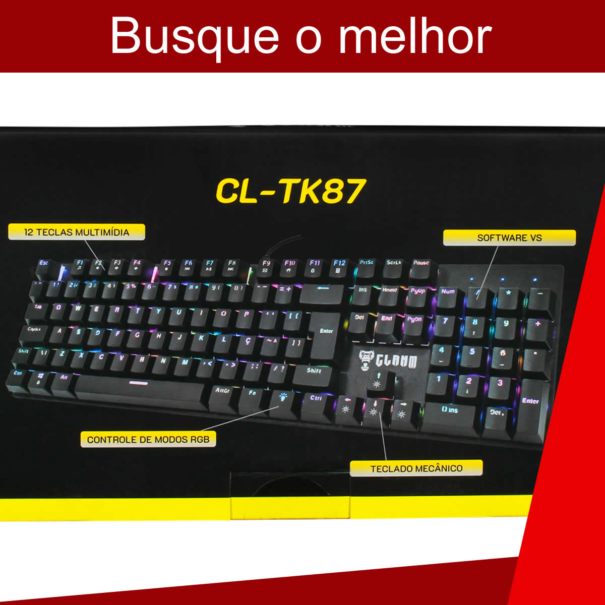 Teclado Gamer Mecânico RGB Full Size Profissional King Switch Red Anti-ghosting