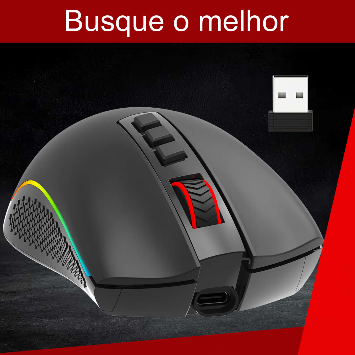 Mouse Gamer RBG Redragon Cobra Pro 16.000 DPI Preto M711-PRO