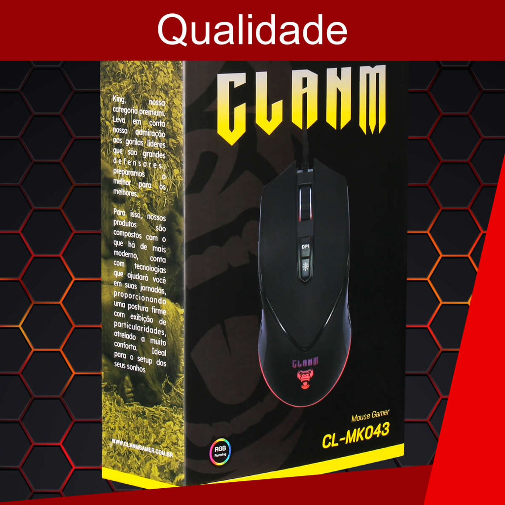 Mouse Gamer Profissional King USB 10.000 DPI com 7 Botões  e Iluminação RGB