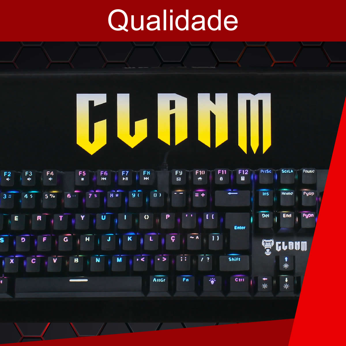 Teclado Gamer Mecânico RGB Full Size Profissional King Switch Red Anti-ghosting