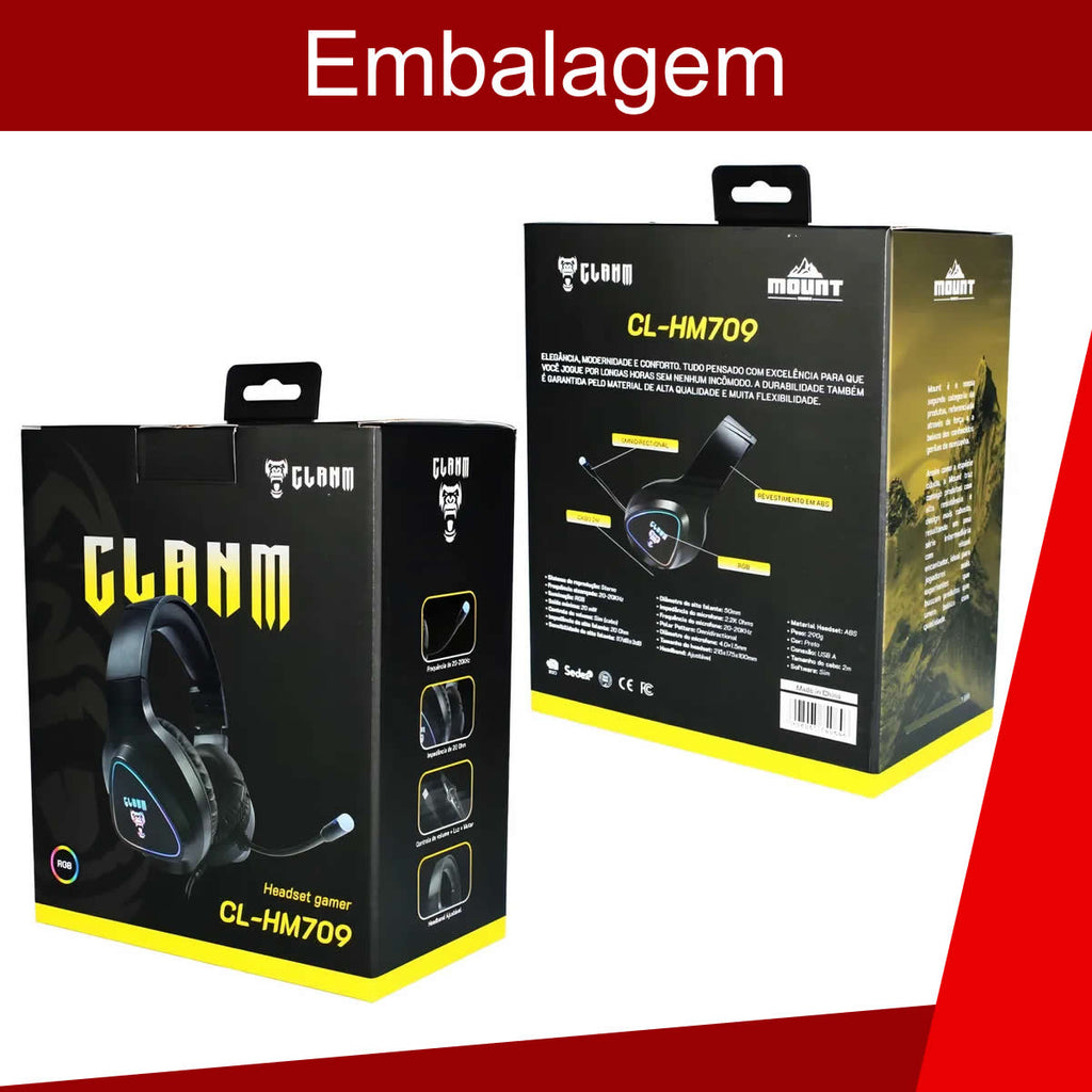 Headset Fone Gamer  Surround 7.1  Profissional Night Mount RGB Preto