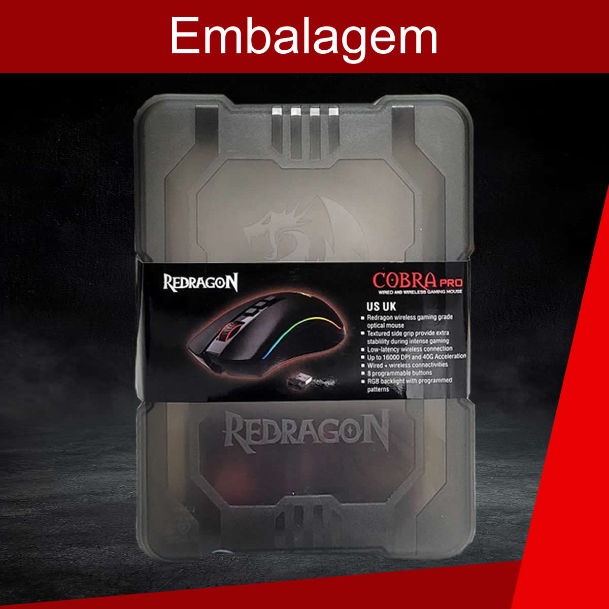 Mouse Gamer RBG Redragon Cobra Pro 16.000 DPI Preto M711-PRO