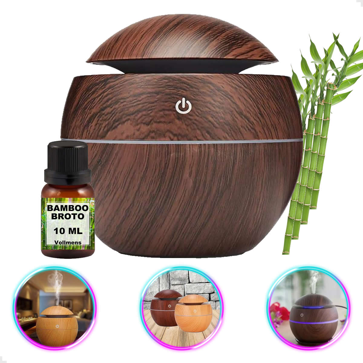 Difusor de Aroma Eletrico USB Umidificador de Ar Ultrassonico Purificador Aromatizador ate 4 horas de Uso Com Led 7 Core
