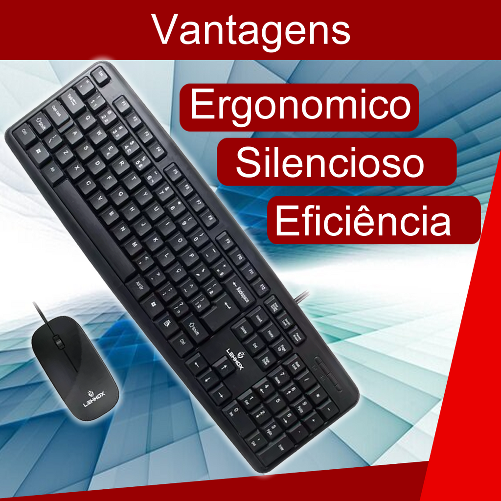 Kit Teclado E Mouse Para Computador Com Fio Usb Design Ergonomico Confort, Para Uso em Escritorios ou Jogos
