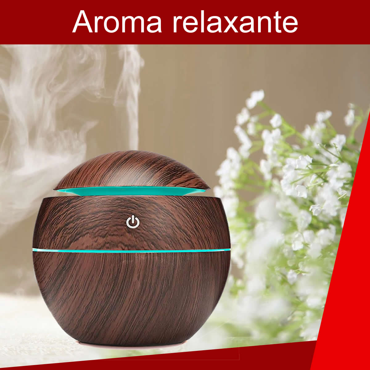 Difusor de Aroma Eletrico USB Umidificador de Ar Ultrassonico Purificador Aromatizador ate 4 horas de Uso Com Led 7 Core