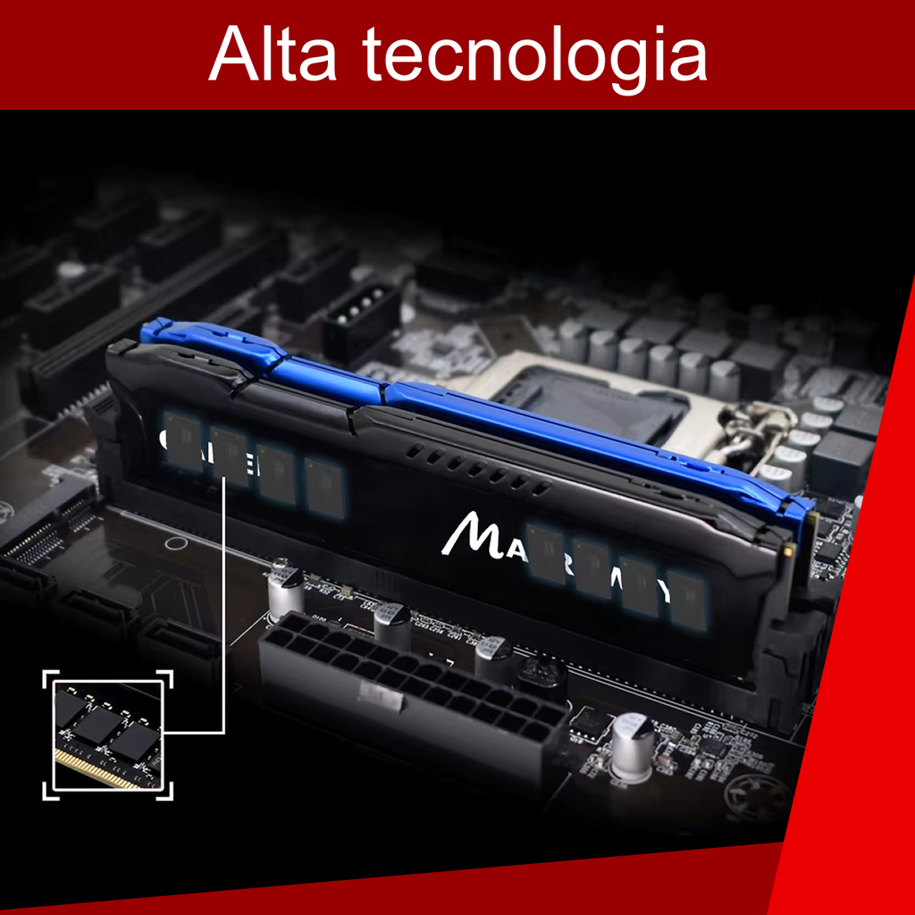 Memoria DDR4 32GB Gamer (2x16gb) 3200mhz Cl22 288pin Macroway, Com Dissipador de Calor de Alta Performance, Cor Preto