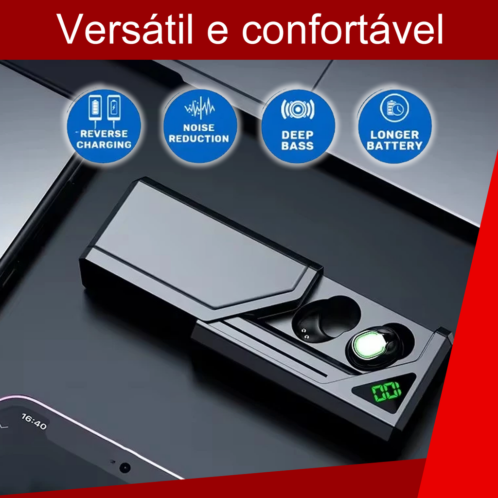 Fone Bluetooth 5.3 Sports Tws Sem Fios Earbuds Digital Com Sistema de Redução de Ruidos Cor Preto
