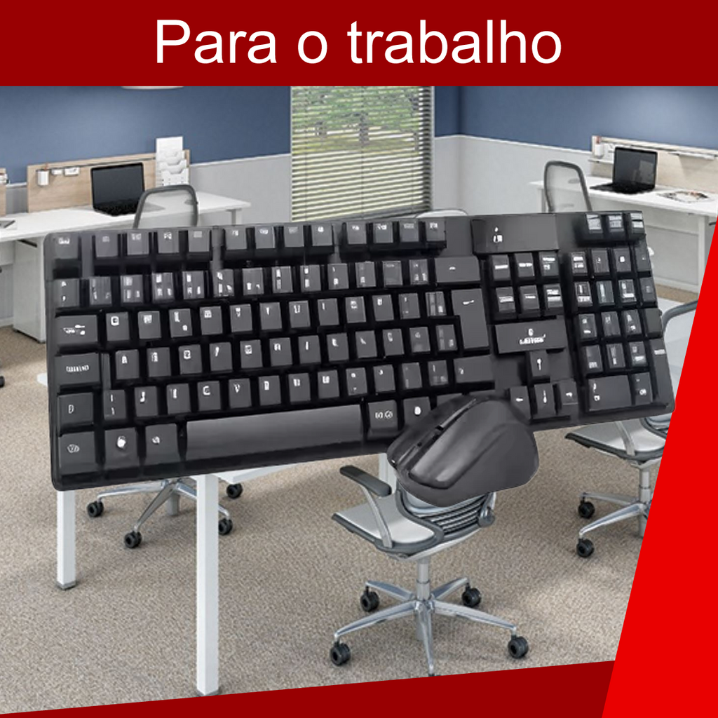 Teclado E Mouse Sem Fio Wireless 2.4g Usb Confort Escritorio Jogos, Plug and Play, Alimentação por Pilhas, Design Modern