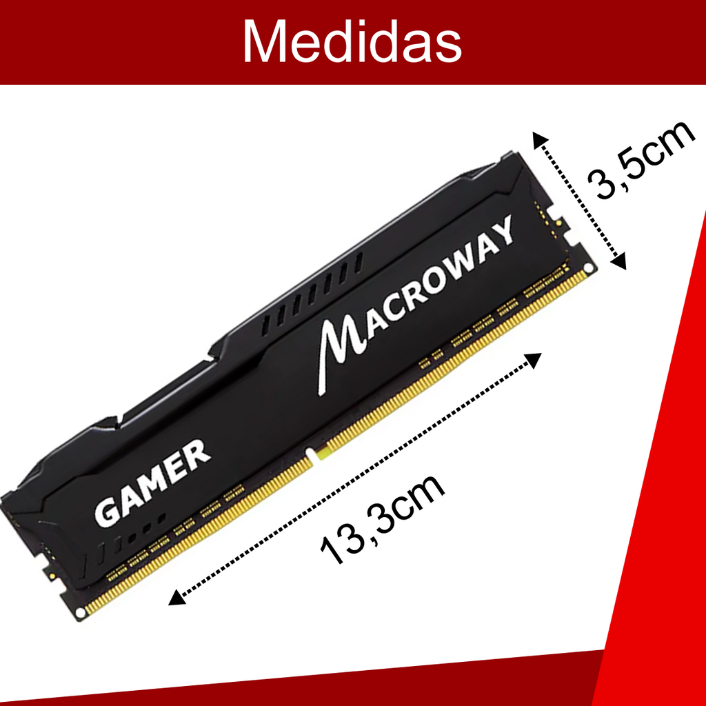 Memoria DDR4 32GB Gamer (2x16gb) 3200mhz Cl22 288pin Macroway, Com Dissipador de Calor de Alta Performance, Cor Preto
