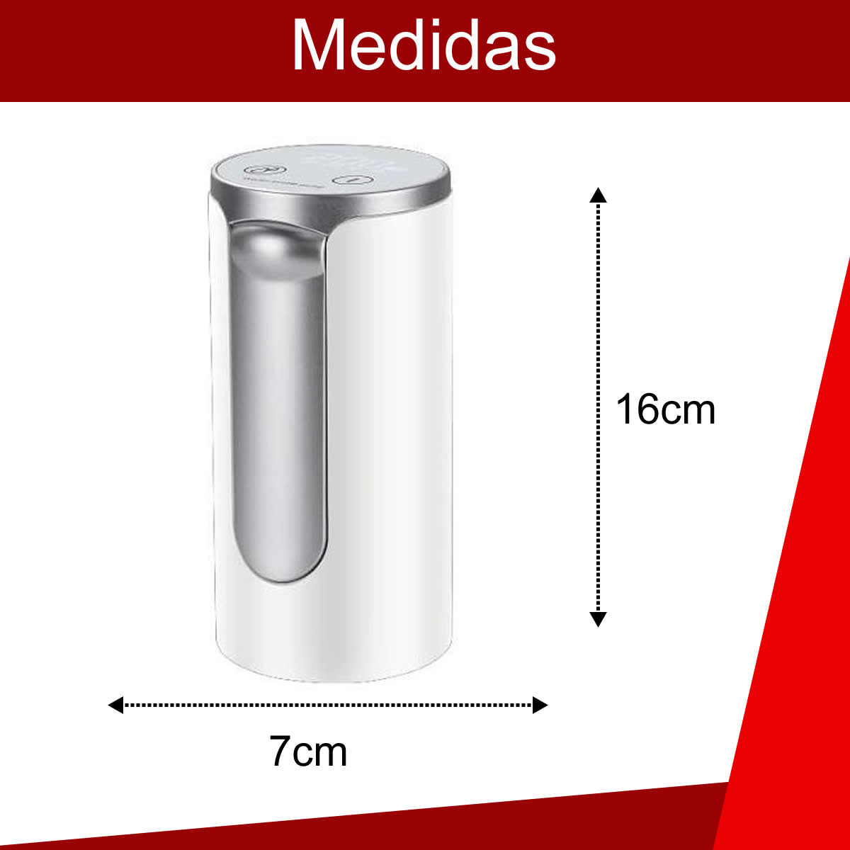 Bebedouro Bomba Galão De Água Elétrica 5 A 20 Litros Recarregável Usb Com Controle Digital do Fluxo de Água - Cor Branca