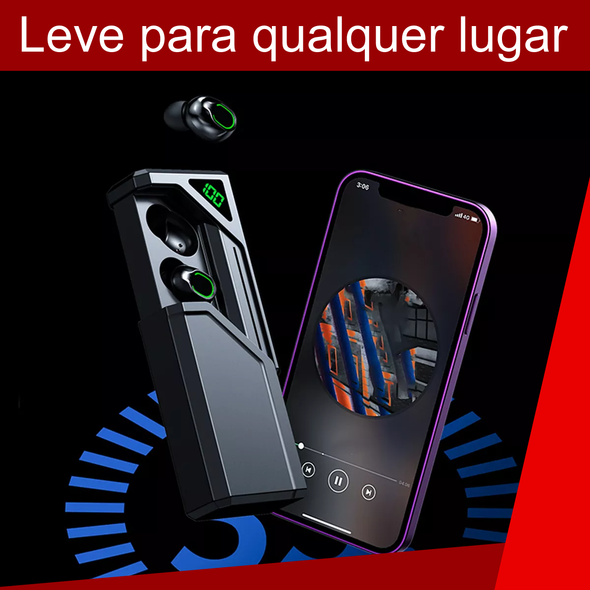 Fone Bluetooth 5.3 Sports Tws Sem Fios Earbuds Digital Com Sistema de Redução de Ruidos Cor Preto