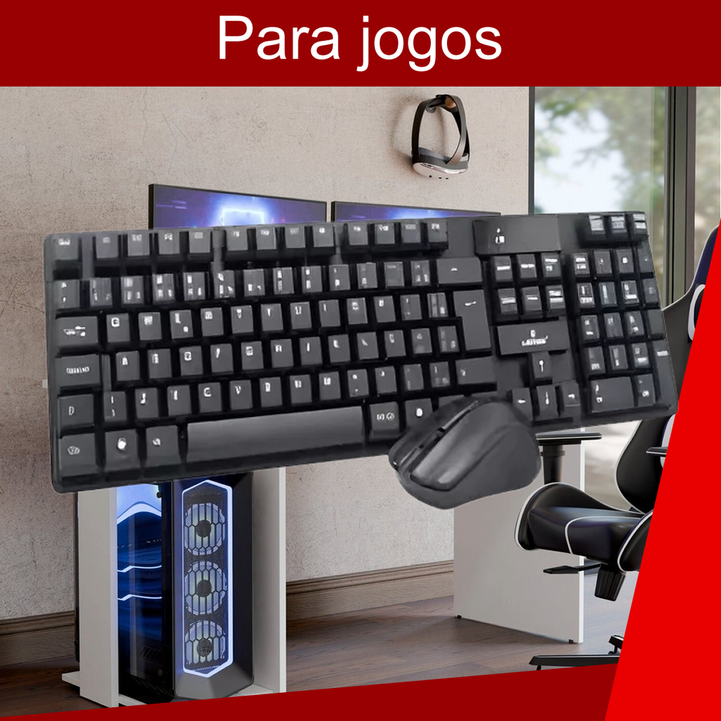 Teclado E Mouse Sem Fio Wireless 2.4g Usb Confort Escritorio Jogos, Plug and Play, Alimentação por Pilhas, Design Modern