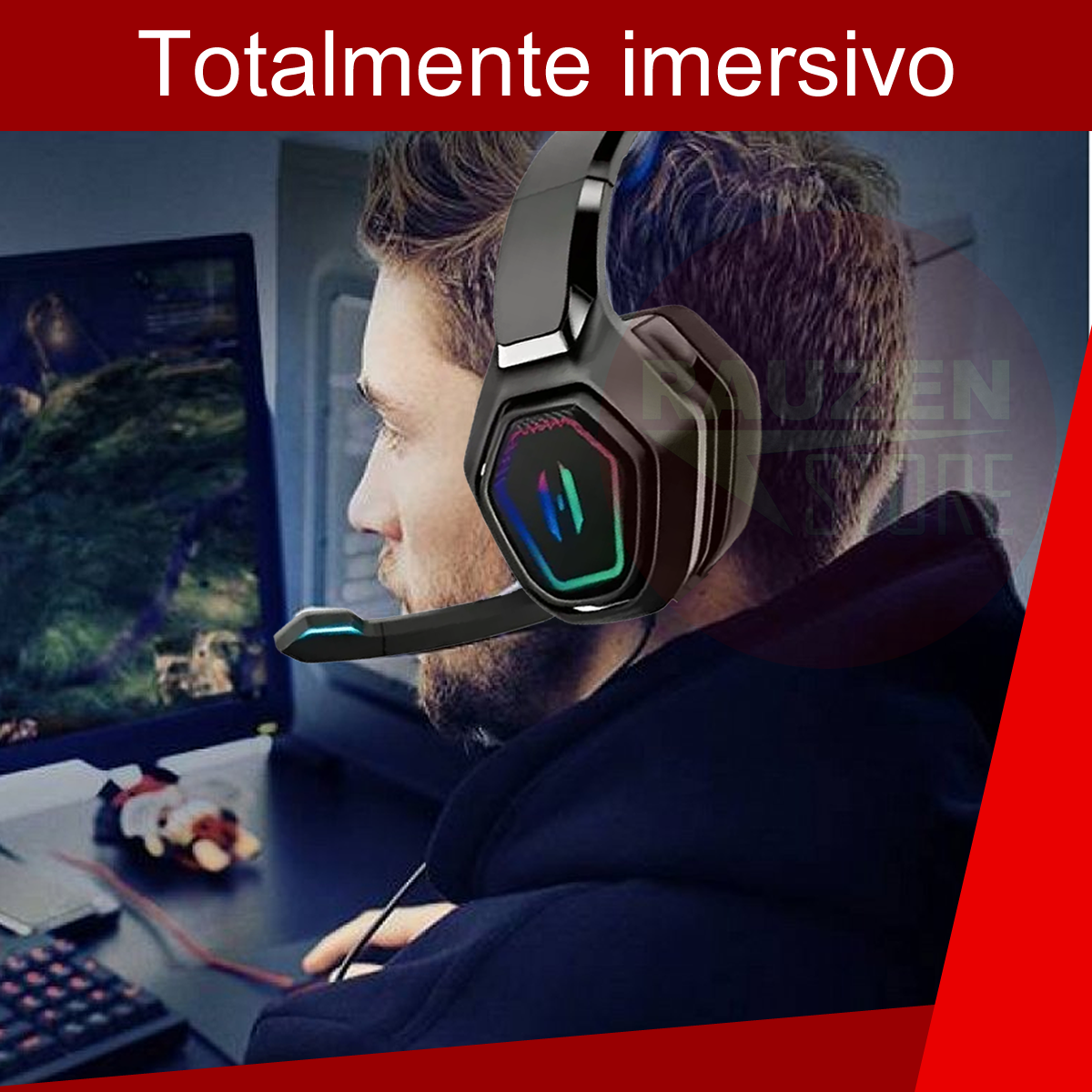 Fone Gamer Headset F3 Profissional 7.1 Com Fio Usb e Iluminação Led Para Pc Xbox One Ps4 Celular Com Sistema de Resução