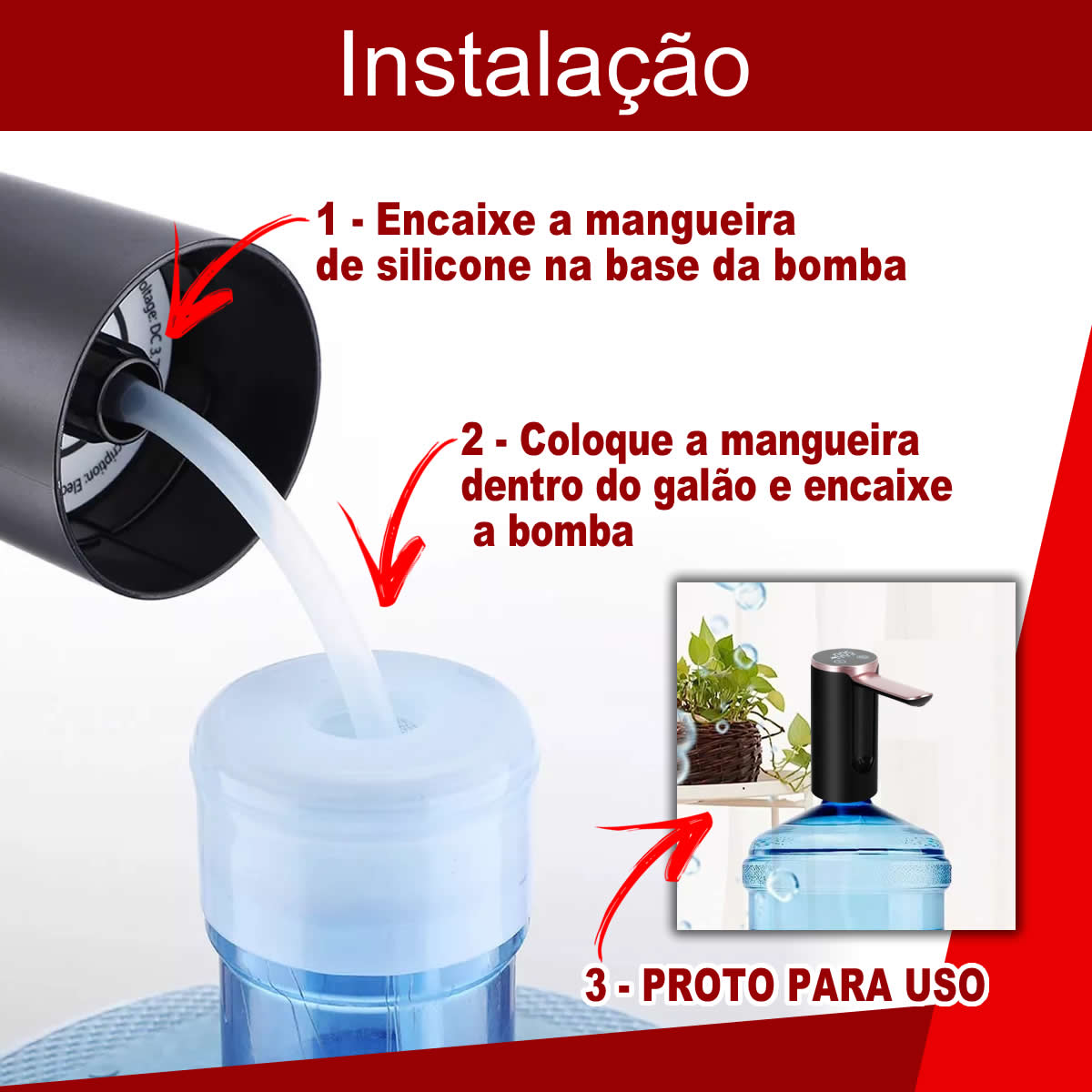 Bebedouro Bomba Galão De Água Elétrica 5 A 20 Litros Recarregável Usb Com Controle Digital do Fluxo de Água - Cor Preto