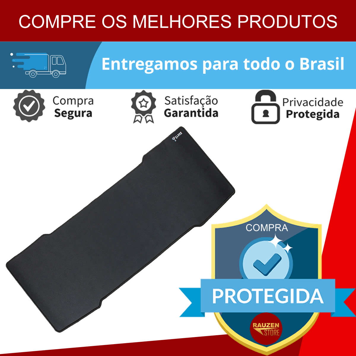 Mousepad Gamer King 90x30cm Antiderrapante Resistente a Água Borda Overlock