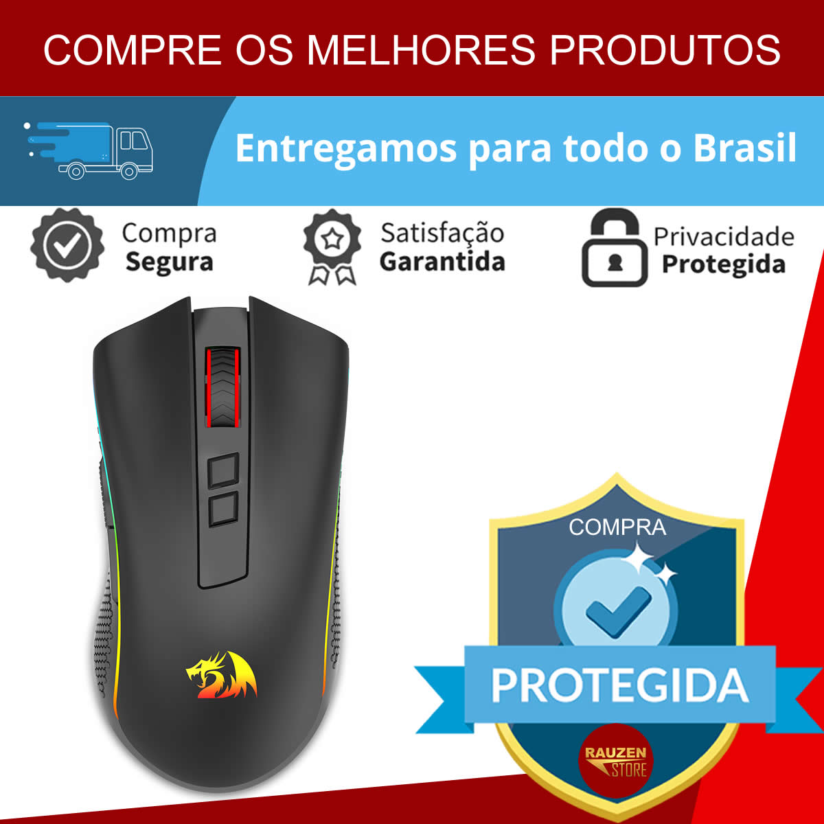 Mouse Gamer RBG Redragon Cobra Pro 16.000 DPI Preto M711-PRO