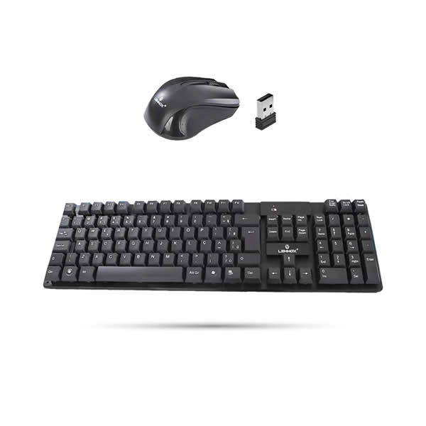 Teclado E Mouse Sem Fio Wireless 2.4g Usb Confort Escritorio Jogos, Plug and Play, Alimentação por Pilhas, Design Modern