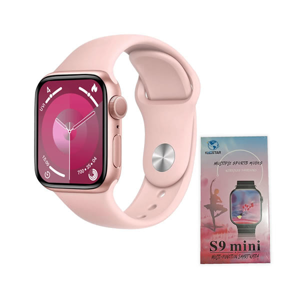 Relógio Inteligente Smartwatch S9 Mini Série 10 2024 Caixa Rosa Pulseira Rosa Bisel Rosa Desenho Da Pulseira Lisa